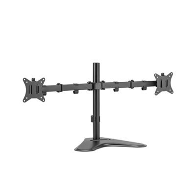 LDT66 T024 / 17"-32". 9kg + 9kg. PASTATOMAS. DVIEJŲ MONITORIŲ PLIENINIS STALO LAIKIKLIS
