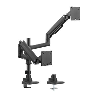 LDT69 C024P / 17"-49". 2-20kg. DVIEJŲ MONITORIŲ STALO LAIKIKLIS. DUJINĖ SPYRUOKLĖ